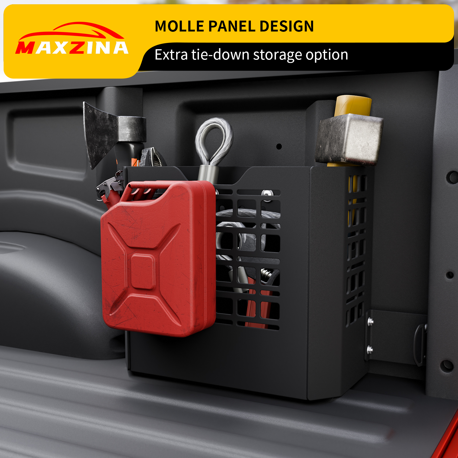 Maxzina Truck Bed Storage Box Compatible with 2015-2025 Ford F150 Pickup Tool Storage Box 22L Side Bed Toolbox Right Passenger Side Heavy-Duty Carbon Steel Toolbox for 2024 F-150 Accessories