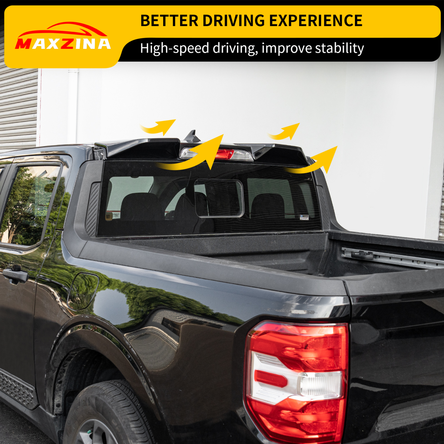 Maxzina Truck Cab Spoiler Compatible with 2022-2025 Ford Maverick Pickup Cab Rear Roof Spoiler Wing Lip ABS Plastic for 2024 Maverick Accessories