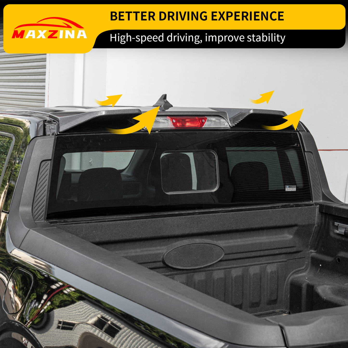 Maxzina Truck Cab Spoiler Compatible with 2022-2025 Ford Maverick Pickup Cab Rear Roof Spoiler Wing Lip ABS Plastic for 2024 Maverick Accessories