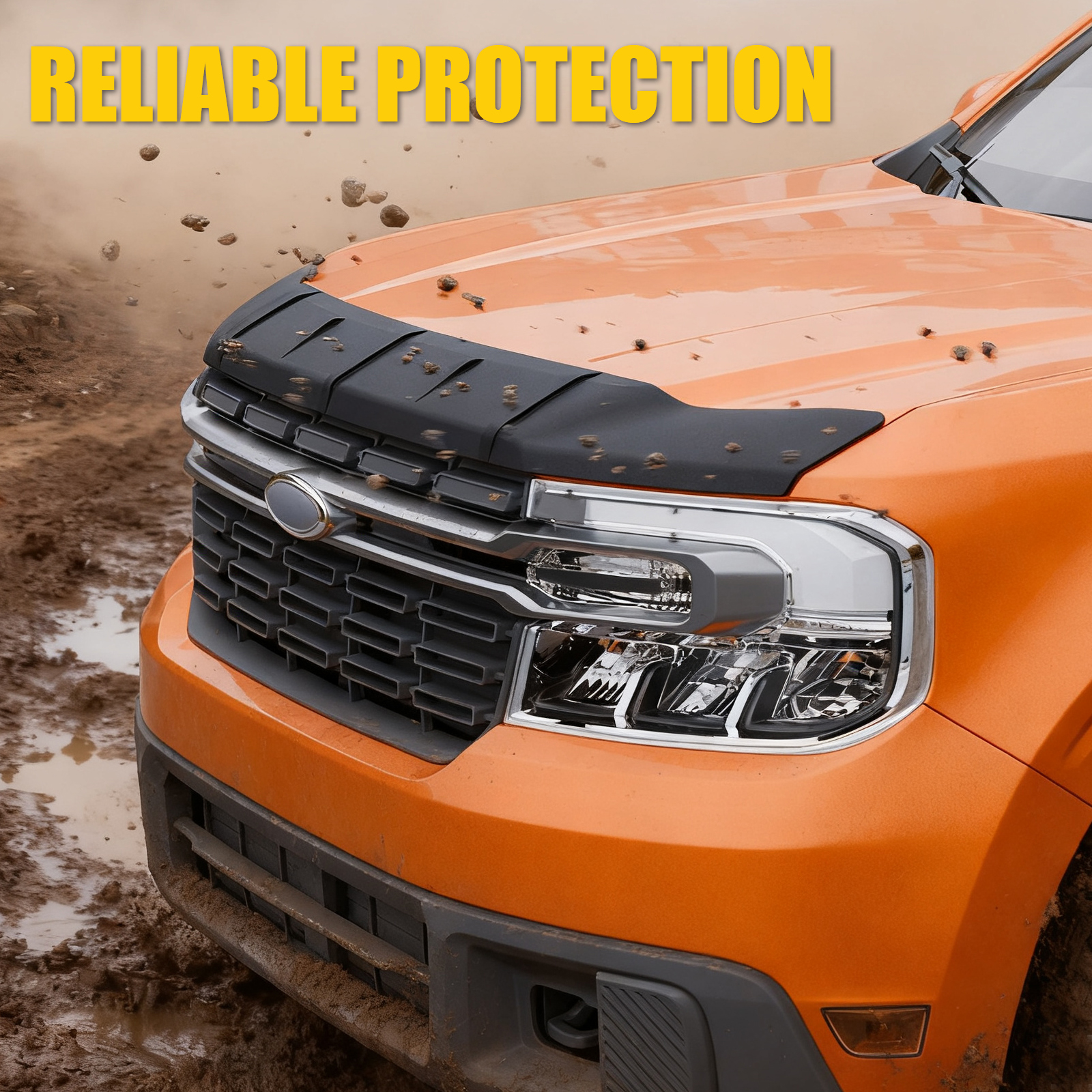 Maxzina Hood Protector Compatible with 2022-2024 2025 2026 Ford Maverick Hood Shield TPE Bug Deflector Bug Guard for 2025 Maverick Accessories