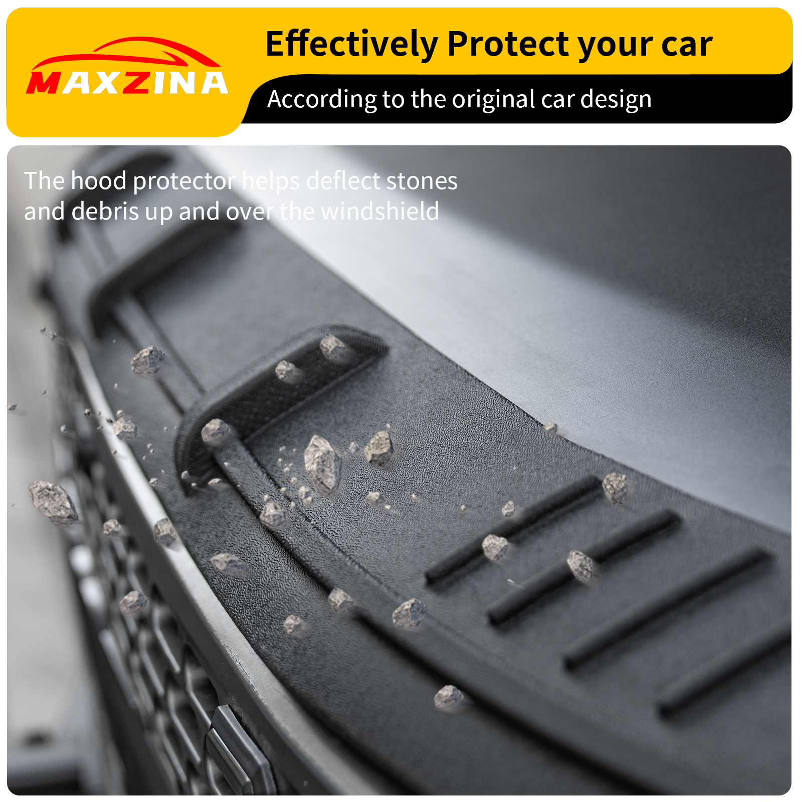 Maxzina TPE Hood Protector Compatible with 2021-2025 Ford Bronco (Not for Bronco Sport) Hood Shield Hood Deflector Hood Guard for 2024 Bronco Accessories