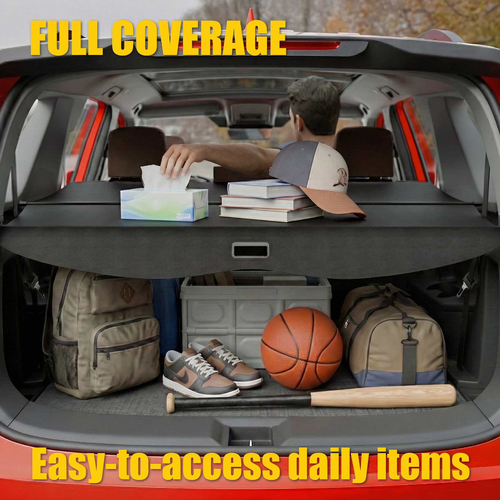 Maxzina Cargo Cover Compatible with 2023-2025 2026 Honda Pilot Rear Trunk Cover Cargo Retractable Security Shade Shield Lid for 2024 Pilot Accessories