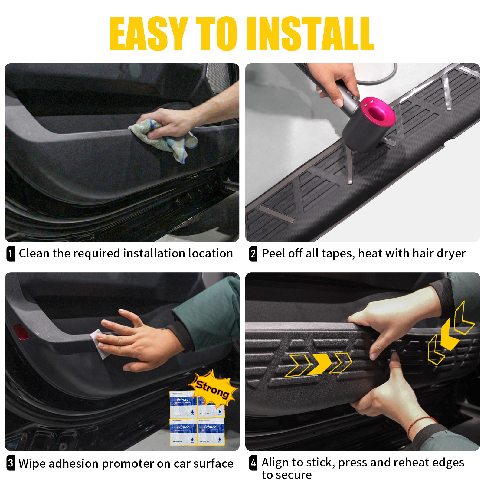 Maxzina Car Door Anti Kick Pads Compatible with 2021-2025 Ford F150 Side Door Protective Cover Front & Rear TPE Inner Anti-Kick Panel Sticker Trim Protector 4PCS for 2024 F-150 Accessories