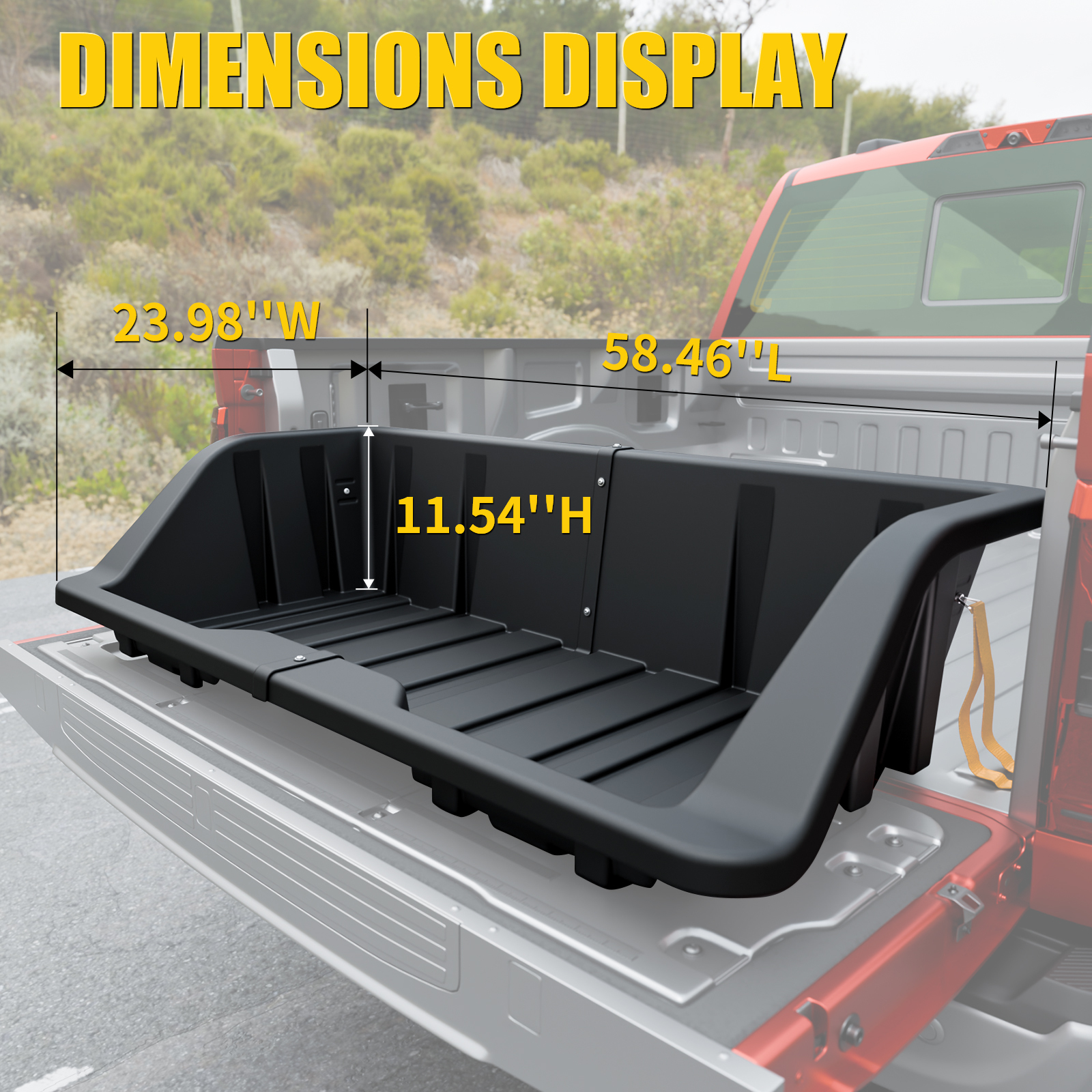 Maxzina Truck Ford F150 Super Duty Chevy Silverado GMC Sierra Dodge Ram Toyota Tundra Nissan Titan HDPE Tailgate Tray Accessories (4.8FT+ Width Bed)