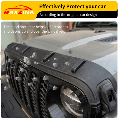 Maxzina TPE Hood Protector Compatible with 2020+ Jeep Gladiator JT 2018+ Jeep Wrangler JL Hood Shield TPE Hood Deflector Hood Guard for 2025 2026 Gladiator Wrangler JL Accessories