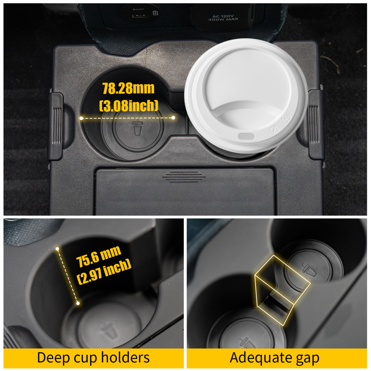 Maxzina Trash Can Compatible with 2022-2024 2025 2026 Ford Maverick Multi-Function Trash Bin with Cup Holder Trash Bin Extra Rear Storage Box 2025 Maverick Accessories