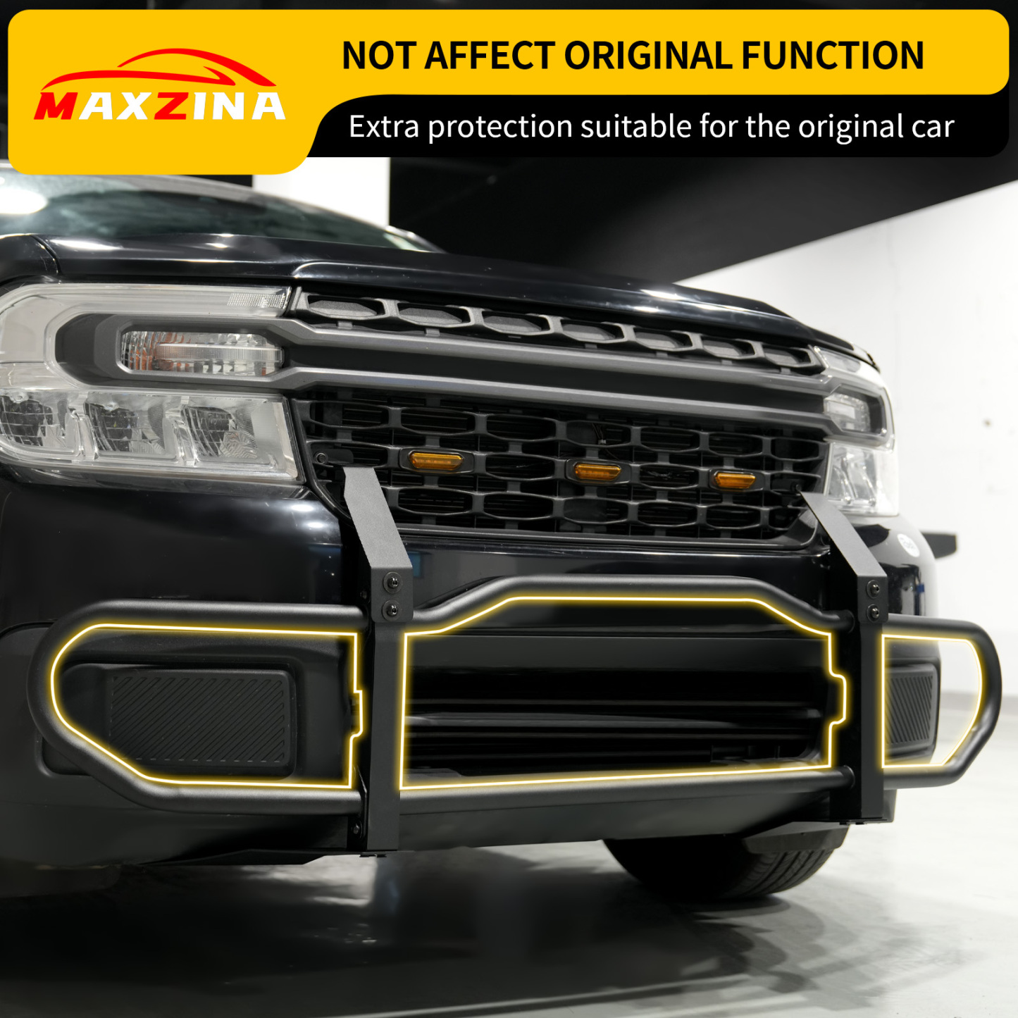 Maxzina Bull Bar Compatible with 2022-2024 Ford Maverick XLT (Not for 2025 2026) Front Bumper Carbon Steel Bolt-On Grill Bar Bumper Grille Brash Gurad