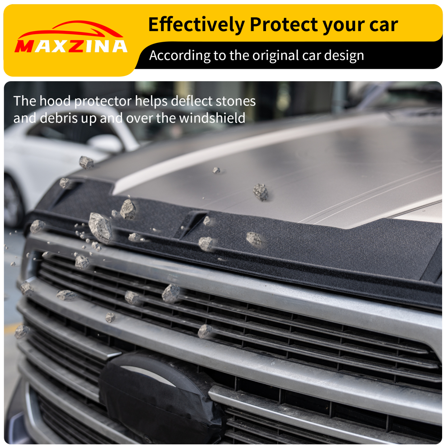 Maxzina Hood Protector Compatible with 2015-2020 Ford F150 Hood Shield TPE Hood Deflector Hood Guard