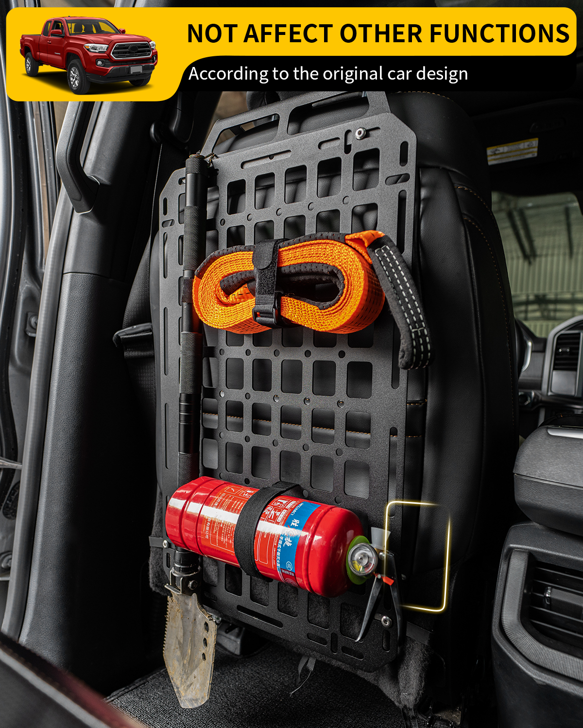 Maxzina Tactical Seat Back Molle Panel Compatible with 2015-2025 Ford F150 Tactical Seat Back Organizers Rigid Molle Panel Seat Back Storage Shelf Organizer