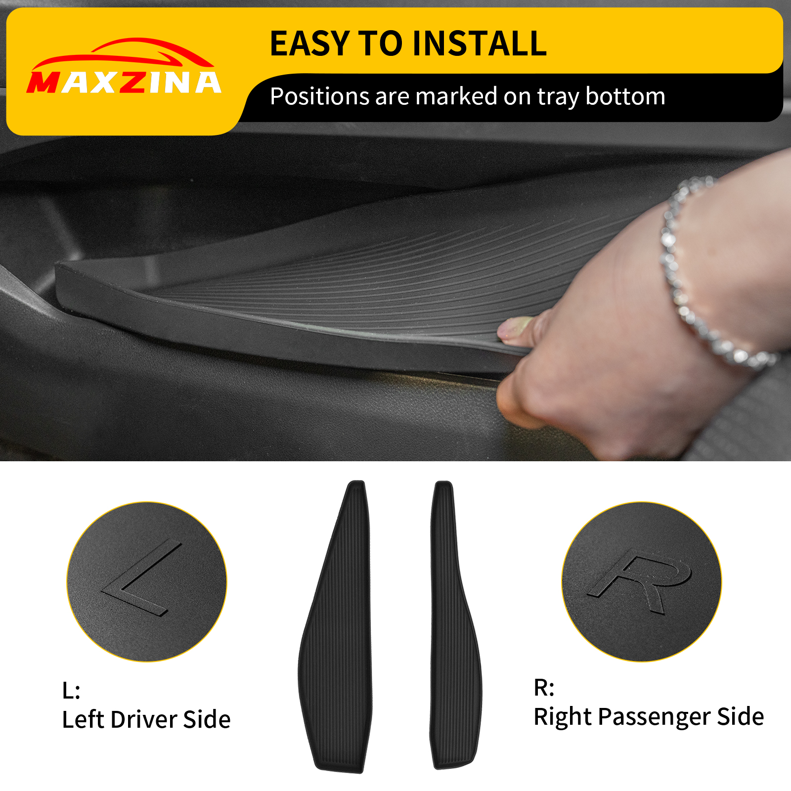 Maxzina Gear Shift Side Storage Compatible with 2021-2025 Ford F150 Center Console Side Lower Storage Tray Gear Shifter Organizers 2PCS