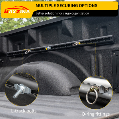 Maxzina Trail Rail System Compatible with 2015-2025 Ford F150 L-Track Side Rail Track Aluminum Alloy Silver Cargo Management Truck Bed Rail Tie Down System