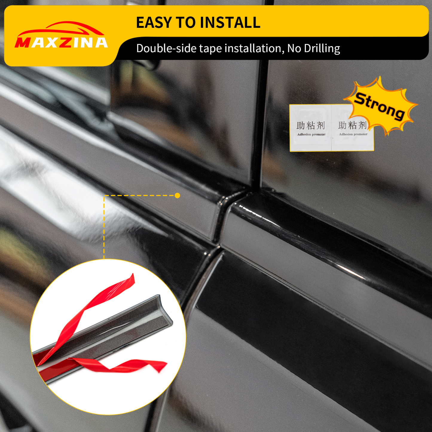 Maxzina Window Trim Compatible with 2021-2025 Ford F150 Supercrew ABS Plastic Window Molding Edge Guards Weatherstrip Bottom Sill Decoration Covers