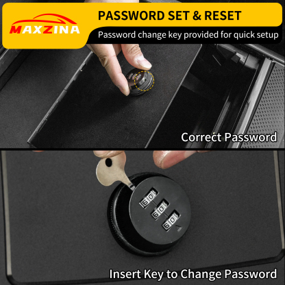 Maxzina Center Console Safe Lock Box Compatible with 2021-2025 Ford F150 Armrest Security Organizer Center Console Safe Vault Lockbox with 3 Digit Combo Password