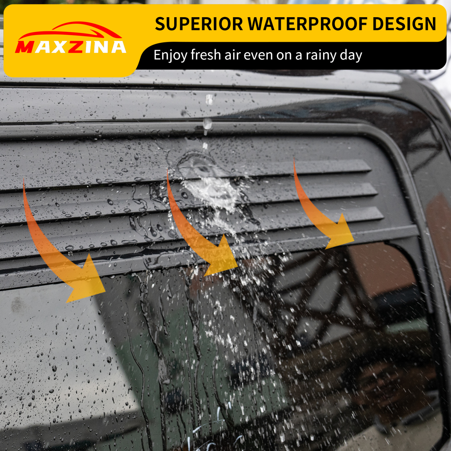 Maxzina Rear Window Vents Compatible with 2015-2025 Ford F150 Window Covers with Mesh Net