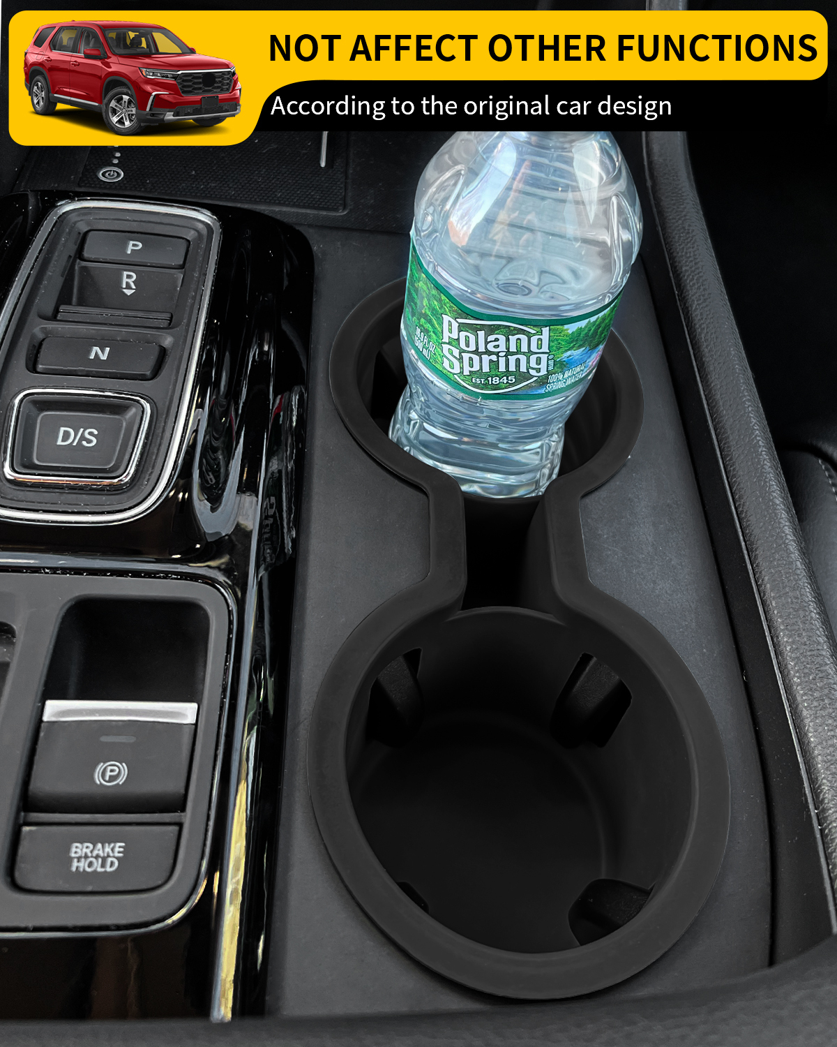 Maxzina Cup Holder Compatible with 2023-2025 Honda Pilot Car Center Console Cup Holder Silicone Insert Storage Box Interior Armrest Organizer for 2024 2025 Honda Ridgeline&Passport Accessories (Black)