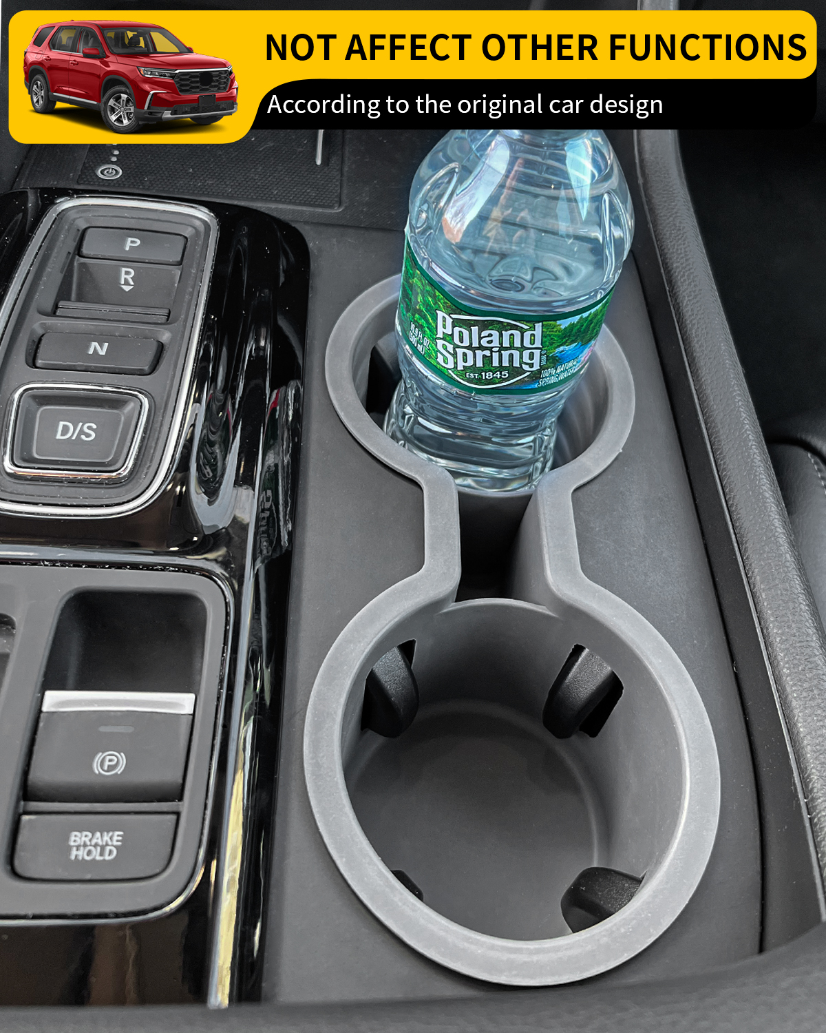 Maxzina Cup Holder Compatible with 2023-2025 Honda Pilot Car Center Console Cup Holder Silicone Insert Storage Box Interior Armrest Organizer for 2024 2025 Honda Ridgeline&Passport Accessories (Black)