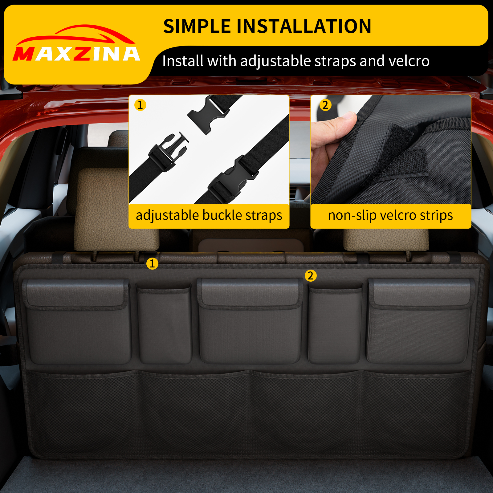 Maxzina Car Trunk Organizer Compatible with 2023-2025 Pilot Backseat Hanging Organizer Collapsible Oxford Cloth Car Storage Bag with 9 Pockets