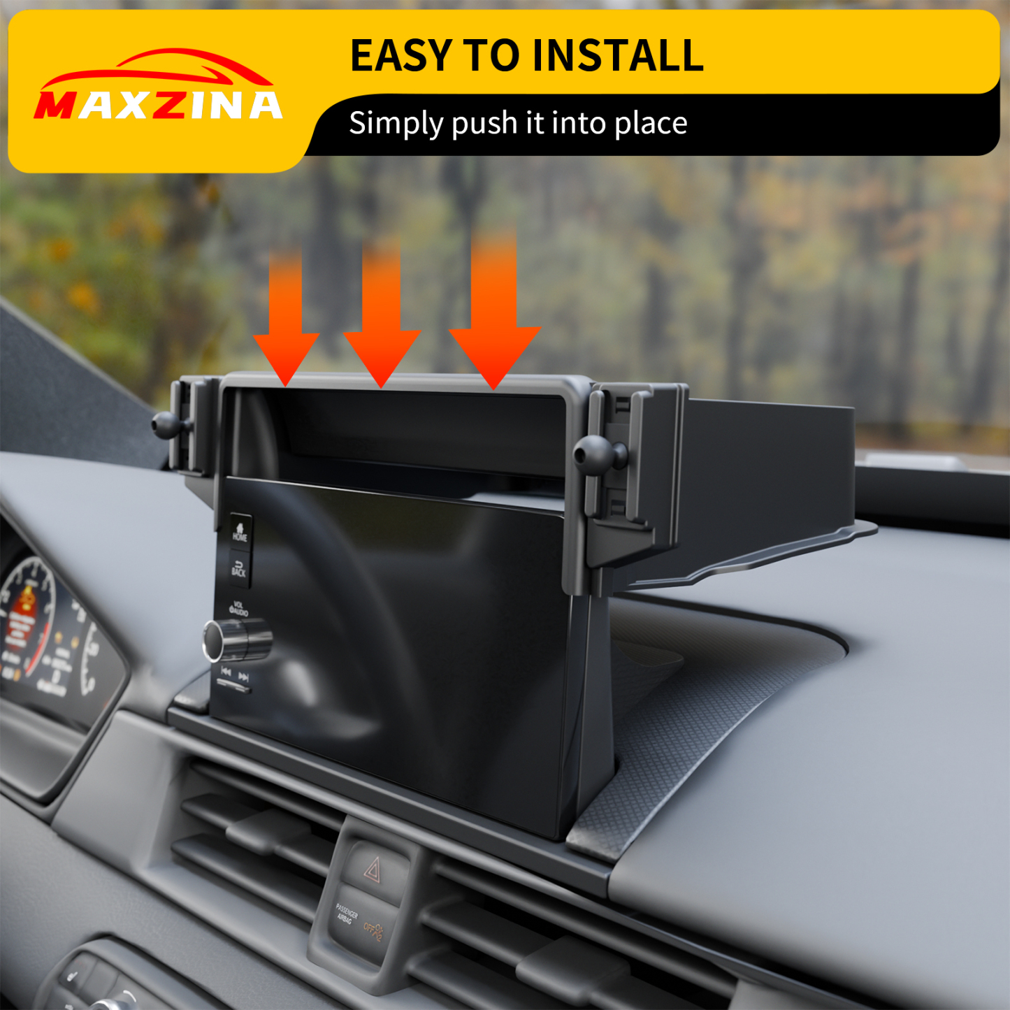 Maxzina Dashboard Storage Tray Compatible with 2023-2025 Honda Pilot Center Console Dash Organizer with Cell Phone Mount Holder Ball Joints for 2024 Pilot Accessories (Only for 9'' Screen)