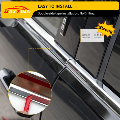 Maxzina Window Trim Compatible with 2021-2025 Ford F150 Supercrew ABS Plastic Window Molding Edge Guards Weatherstrip Bottom Sill Decoration Covers