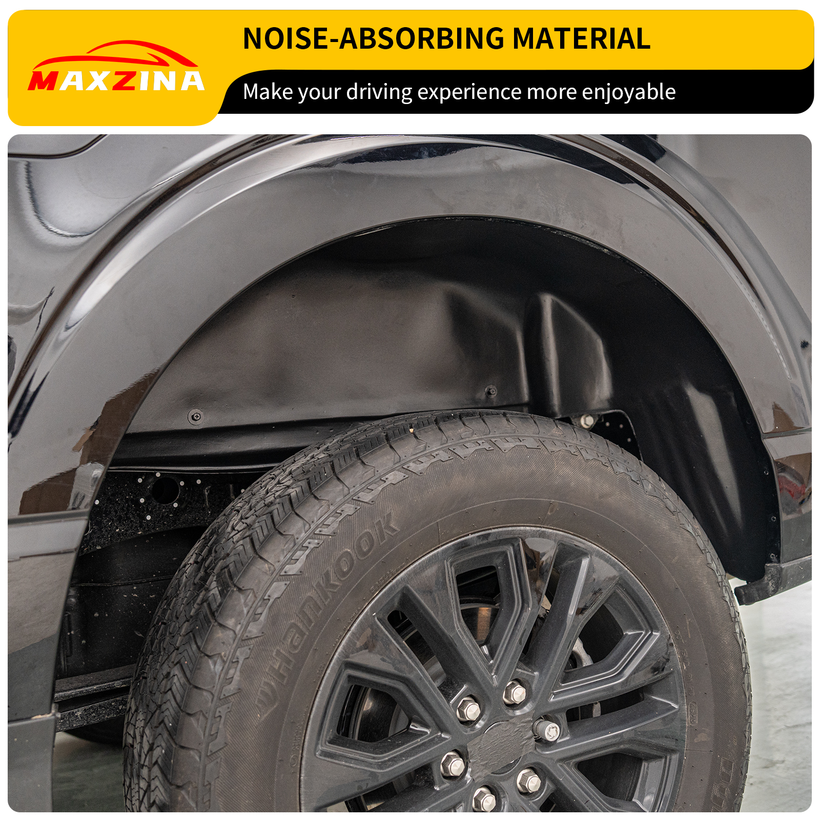 Maxzina Rear Wheel Well Liners Compatible with 2021-2025 Ford F150 (Not for Raptor) Rear Wheel Arch Liners No Drilling Well Guards Tire Inner Fenders