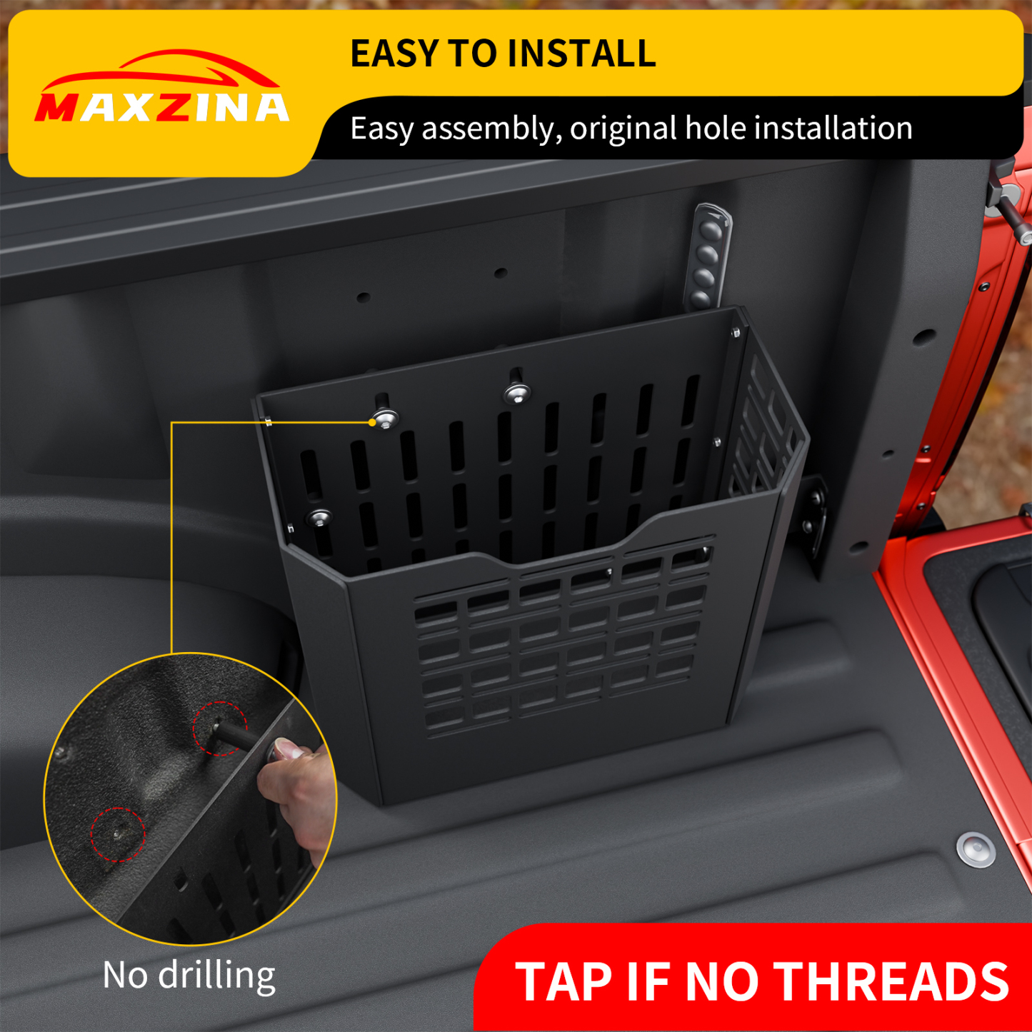 Maxzina Truck Bed Storage Box Compatible with 2015-2025 Ford F150 Pickup Tool Storage Box 22L Side Bed Toolbox Right Passenger Side Heavy-Duty Carbon Steel Toolbox for 2024 F-150 Accessories