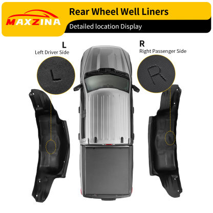 Maxzina Rear Wheel Well Liners Compatible with 2021-2025 Ford F150 (Not for Raptor) Rear Wheel Arch Liners No Drilling Well Guards Tire Inner Fenders