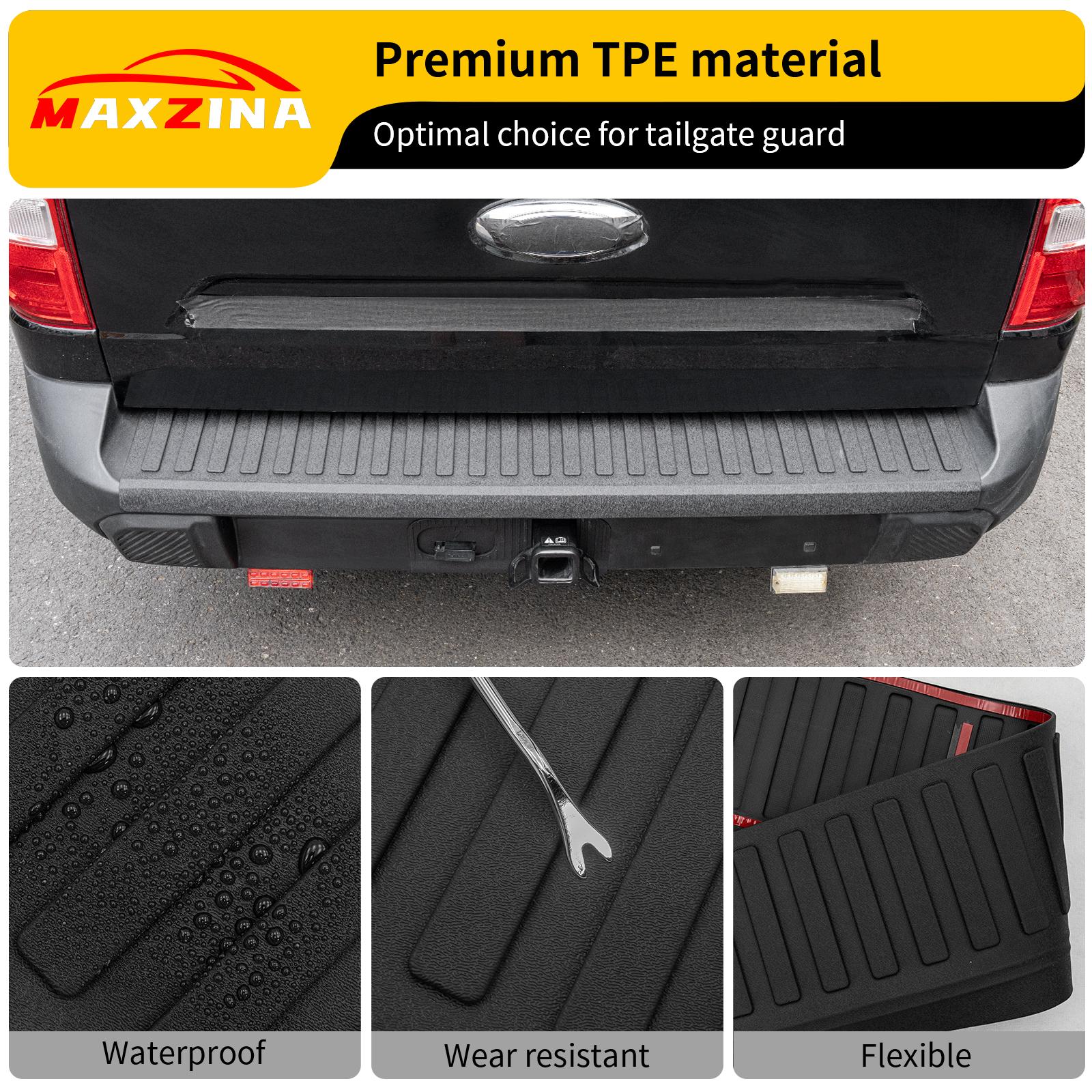 Maxzina Rear Bumper Step Pad Compatible with 2022 2023 2024 2025 Ford Maverick (Not for Lariat) Tailgate Door Protector TPE Mat