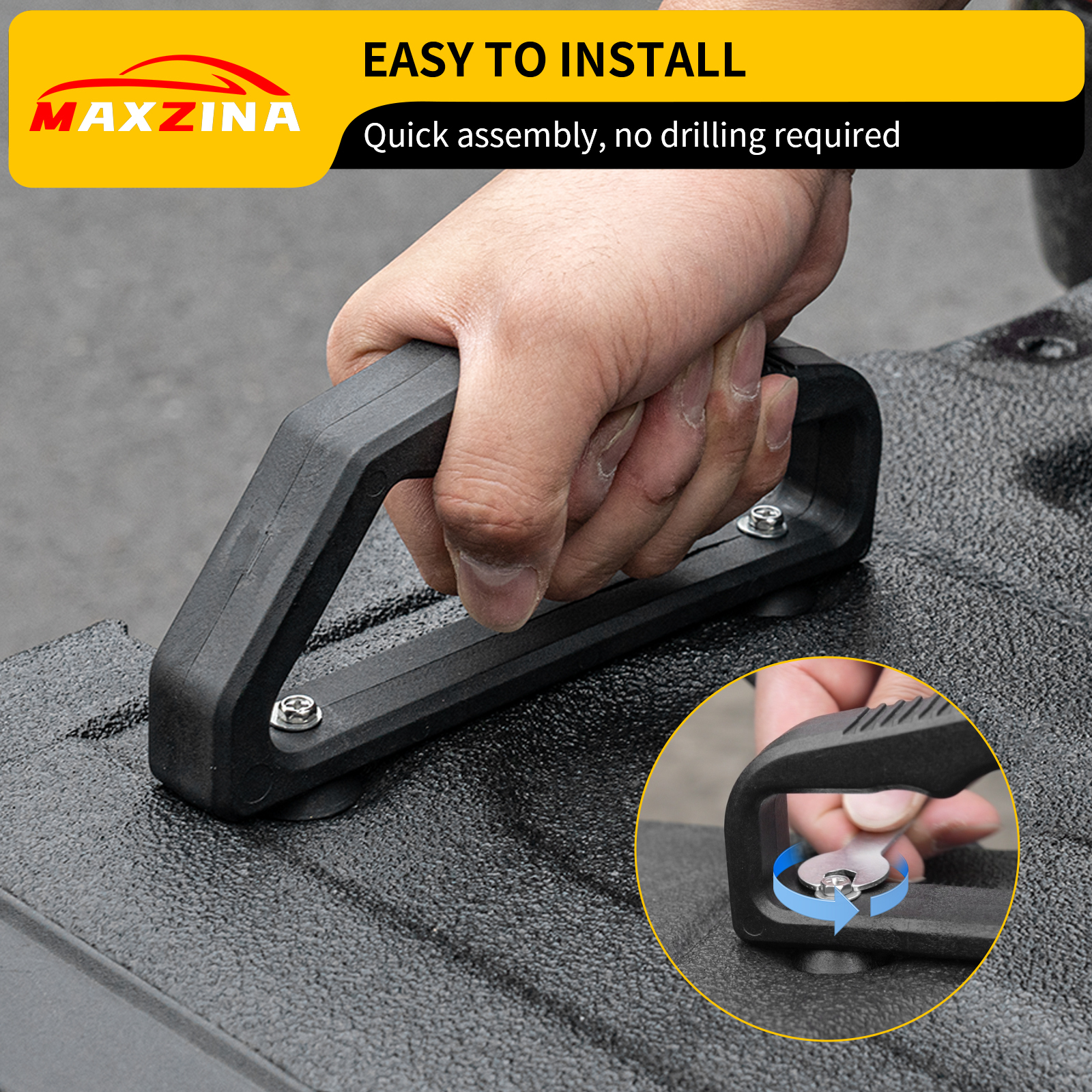 Maxzina Tailgate Grab Handle Compatible with 2015-2025 Ford F150 Tailgate Lift Assist Handle Auxiliary Step Grip Truck Bed Cargo Tie Down Point Nylon Versatile Assembly 2PCS