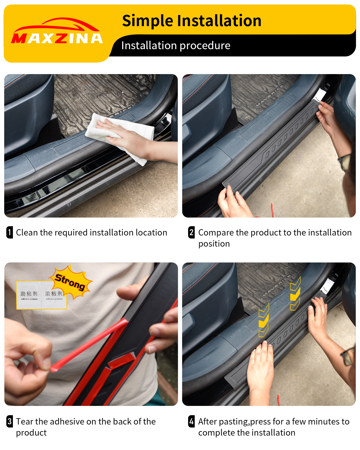 Maxzina 2022 2023 2024 2025 Ford Maverick Door Sill Protector 4PCS Door Step Protector Exterior