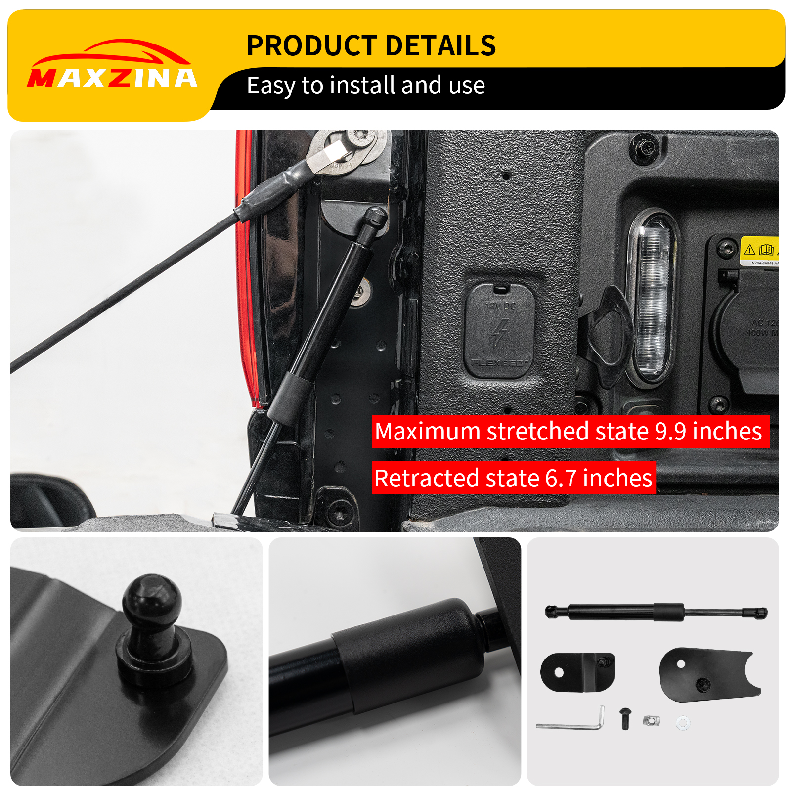 Maxzina 2022 2023 2024 2025 Ford Maverick Tailgate Assist Tailgate Slow-Drop Accessories Tail Gate Shock Damper