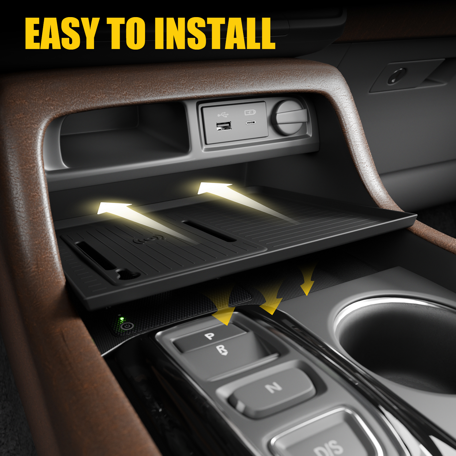 Maxzina Center Console Mat Compatible with 2023 2024 2025 Honda Pilot Interior Wireless Charging Mat Center Console Anti-Slip Protector Pad Silicone