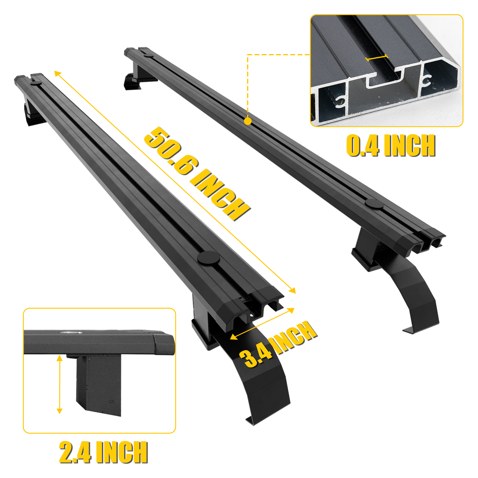 Maxzina 220lbs Roof Rack Cross Bars Compatible with 2022-2025 Ford Maverick 50" Aluminum Alloy T-Slot Truck Crossbar Roof Rack Rails Rooftop Luggage Cargo Carrier for 2024 Maverick Accessories