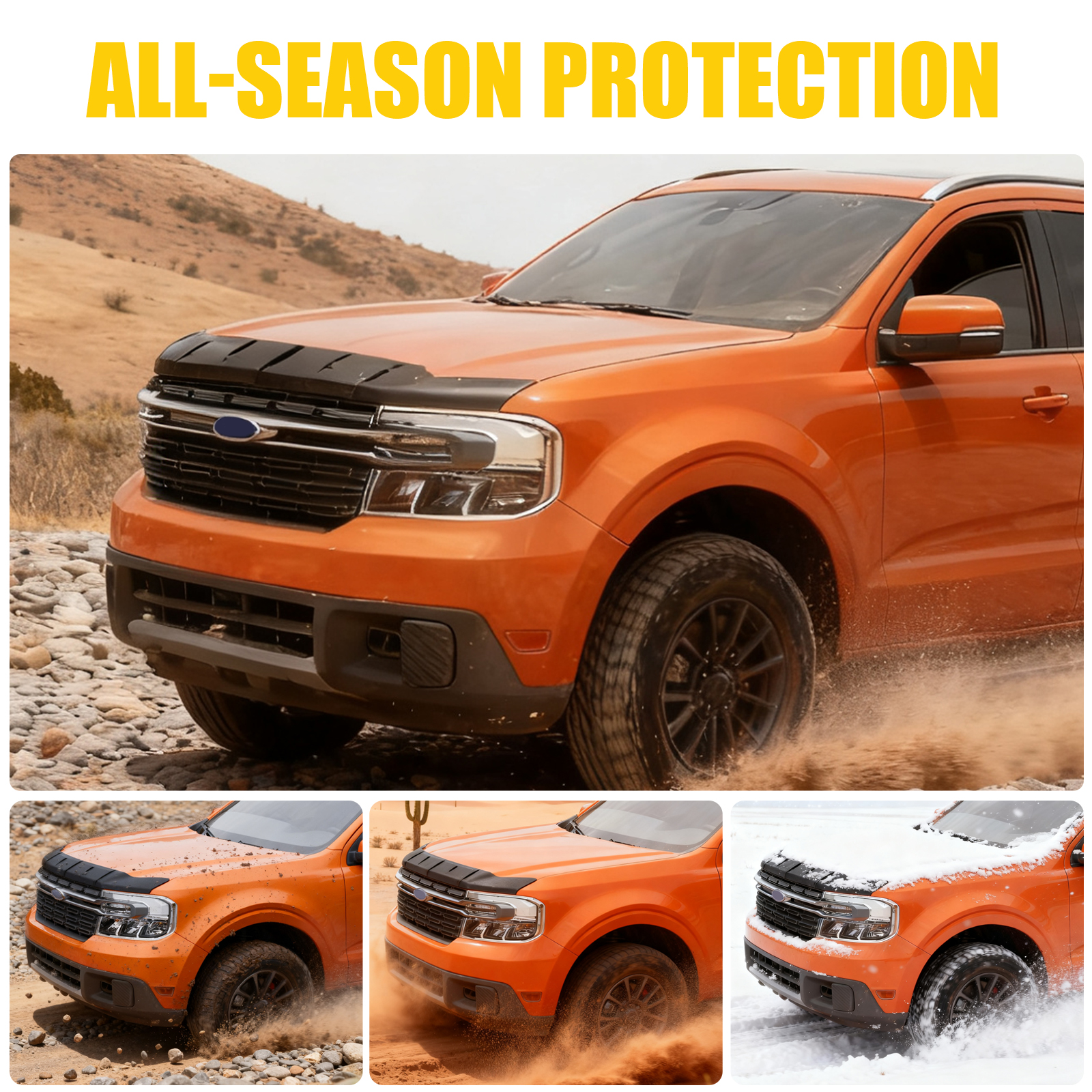 Maxzina Hood Protector Compatible with 2022-2024 2025 2026 Ford Maverick Hood Shield TPE Bug Deflector Bug Guard for 2025 Maverick Accessories