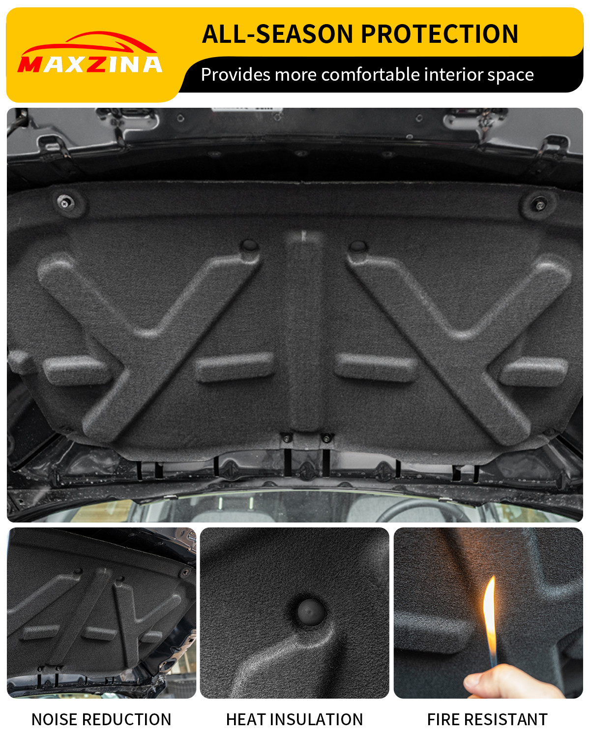 Maxzina 2022 2023 2024 2025 Ford Maverick Soundproof Mat Engine Hood Heat Insulation Shield Sound Protective Pad