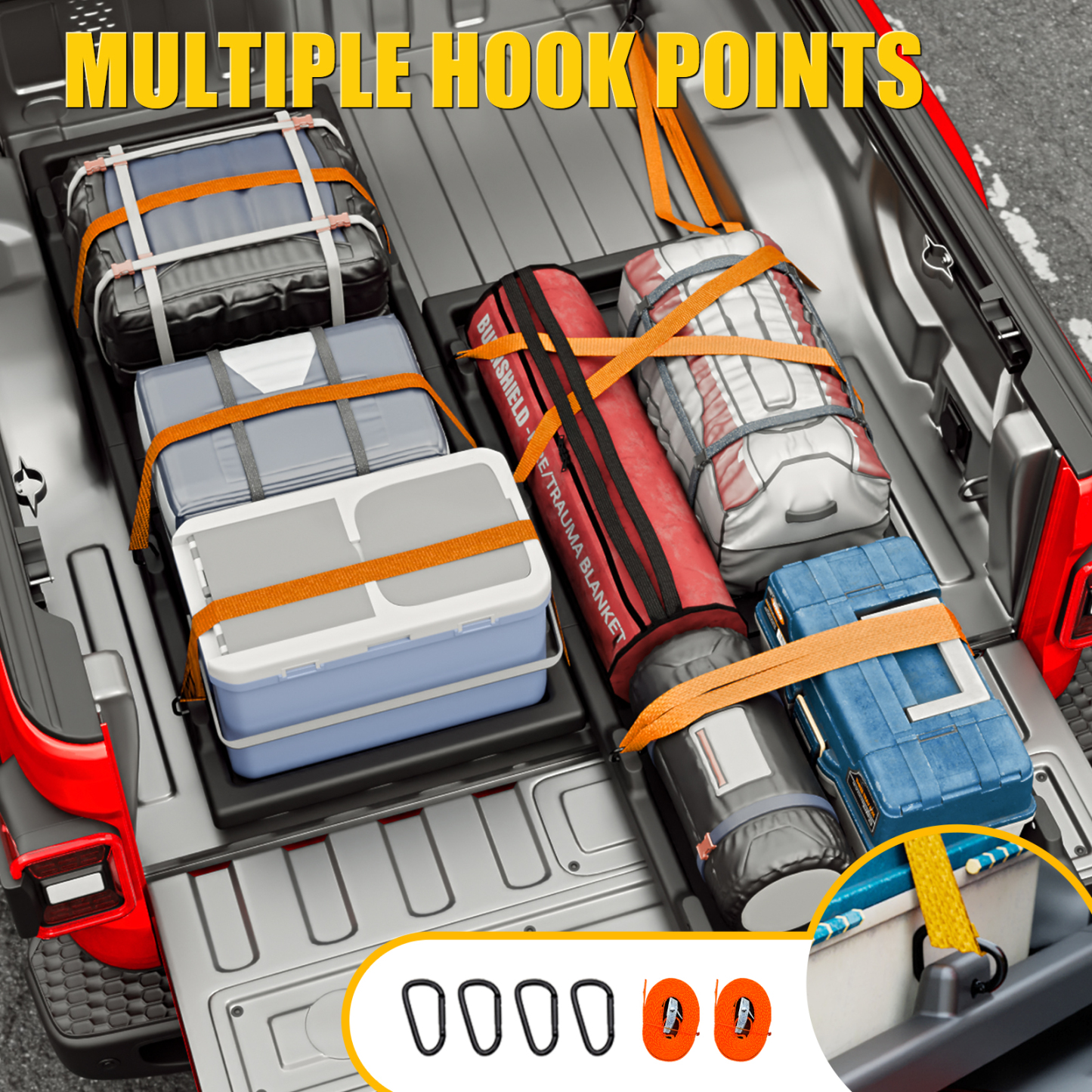 Maxzina Slide-Out Truck Bed Cargo Tray Compatible with Chevy Colorado Jeep Gladiator Toyota Tacoma Nissan Frontier Ford Ranger Honda Ridgeline HDPE Trolley System Accessories (4.8FT+ Bed ONLY)