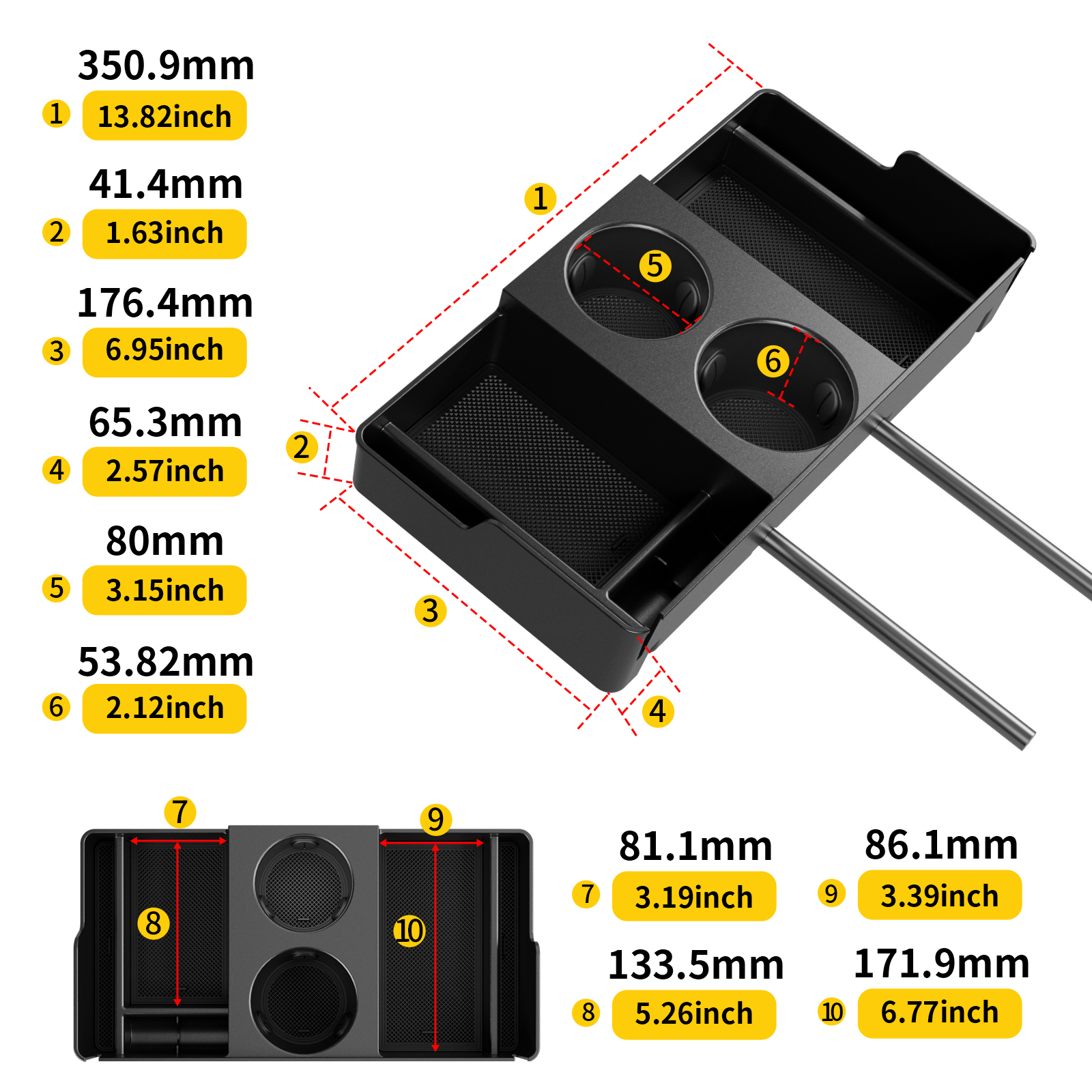 Maxzina Front Center Seat Headrest Organizer Compatible with 2011-2025 2026 Ford F150 F250 F350 F450 F550 F650 (Only for Jump Seat Console) Coin Container Storage Box with Non-Slip Silicone Pad
