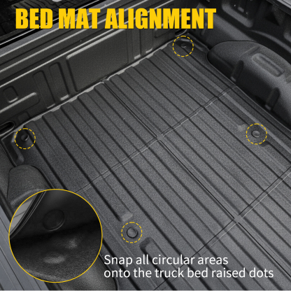 Maxzina Truck Bed Mat Compatible with 2021-2025 2026 Ford F150 5.5FT Tailgate Mat Bed TPE Cargo Liner with Cargo Net 4'×4' Single Layer Elastic 8 Hooks for 2024 Ford F-150 Accessories