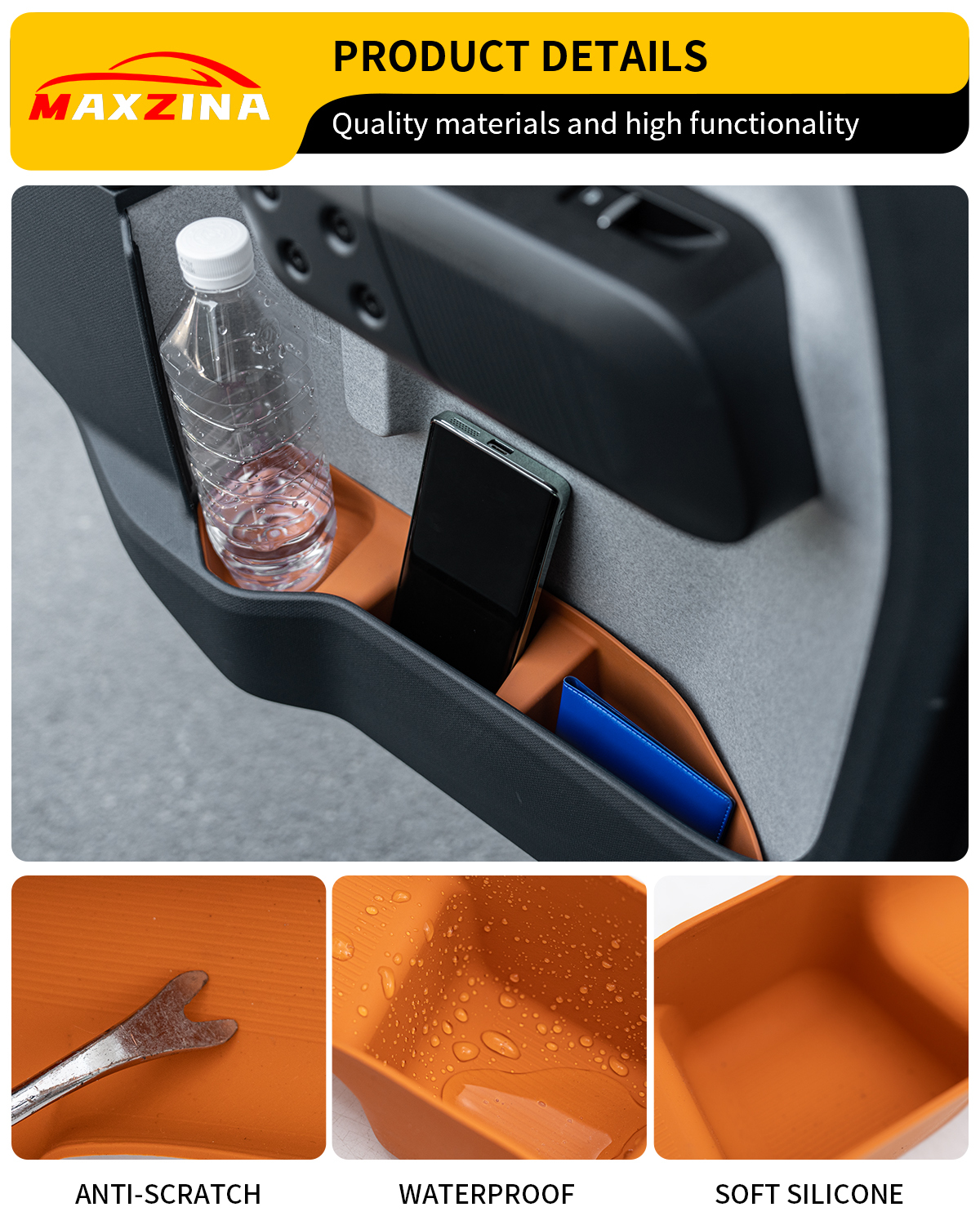 Maxzina 2022-2025 Ford Maverick Door Side Storage Tray Front & Rear 4PCS