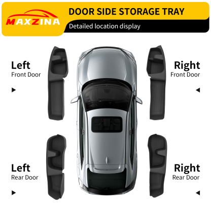 Maxzina Door Side Storage Tray Compatible with 2023-2025 Honda Pilot 4PCS Side Door Storage Box Organizer Front & Rear Car Side Phone Pocket Silicone for 2024 Pilot Accessories