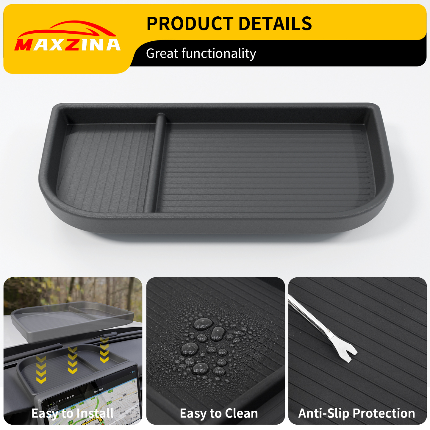 Maxzina Dashboard Storage Organizer for 2025 Ford Maverick Silicone Dash Insert Tray Behind Screen Dashboard Storage Box