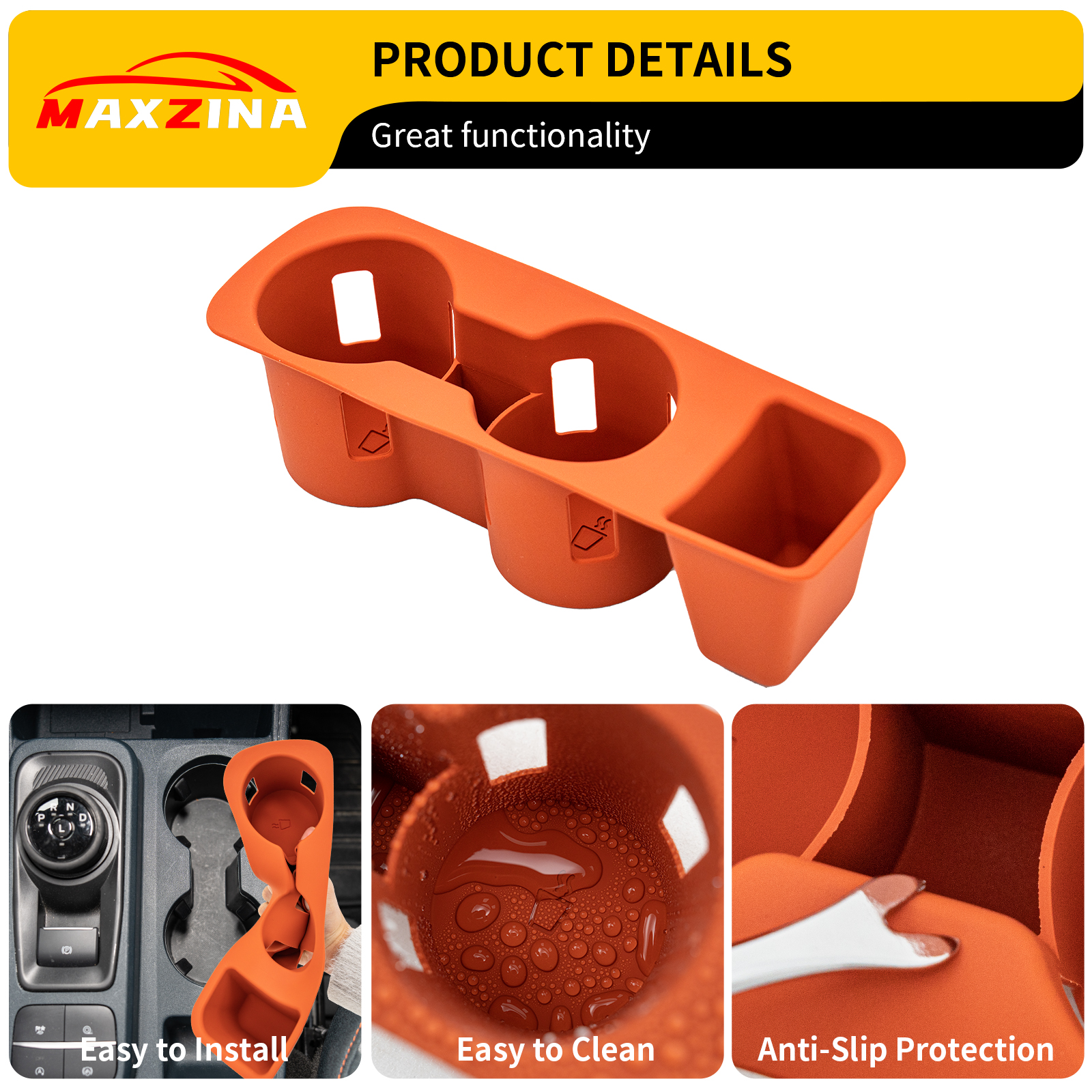 Maxzina 2022 2023 2024 2025 Ford Maverick Cup holder Silicone Insert Center Console Cup Holder Silicone Black Bottle Holder Interior Decoration