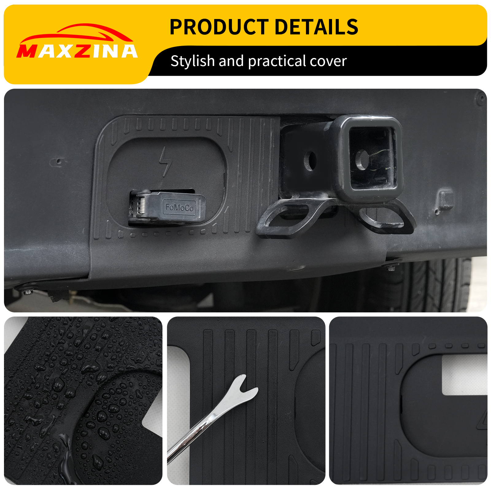Maxzina Rear Bumper Cover Plate Compatible with 2022-2025 Ford Maverick (Not for Lobo) Trailer Hitch Surround Protection Cover Weatherproof with 4-Pin 7-Pin Connectors