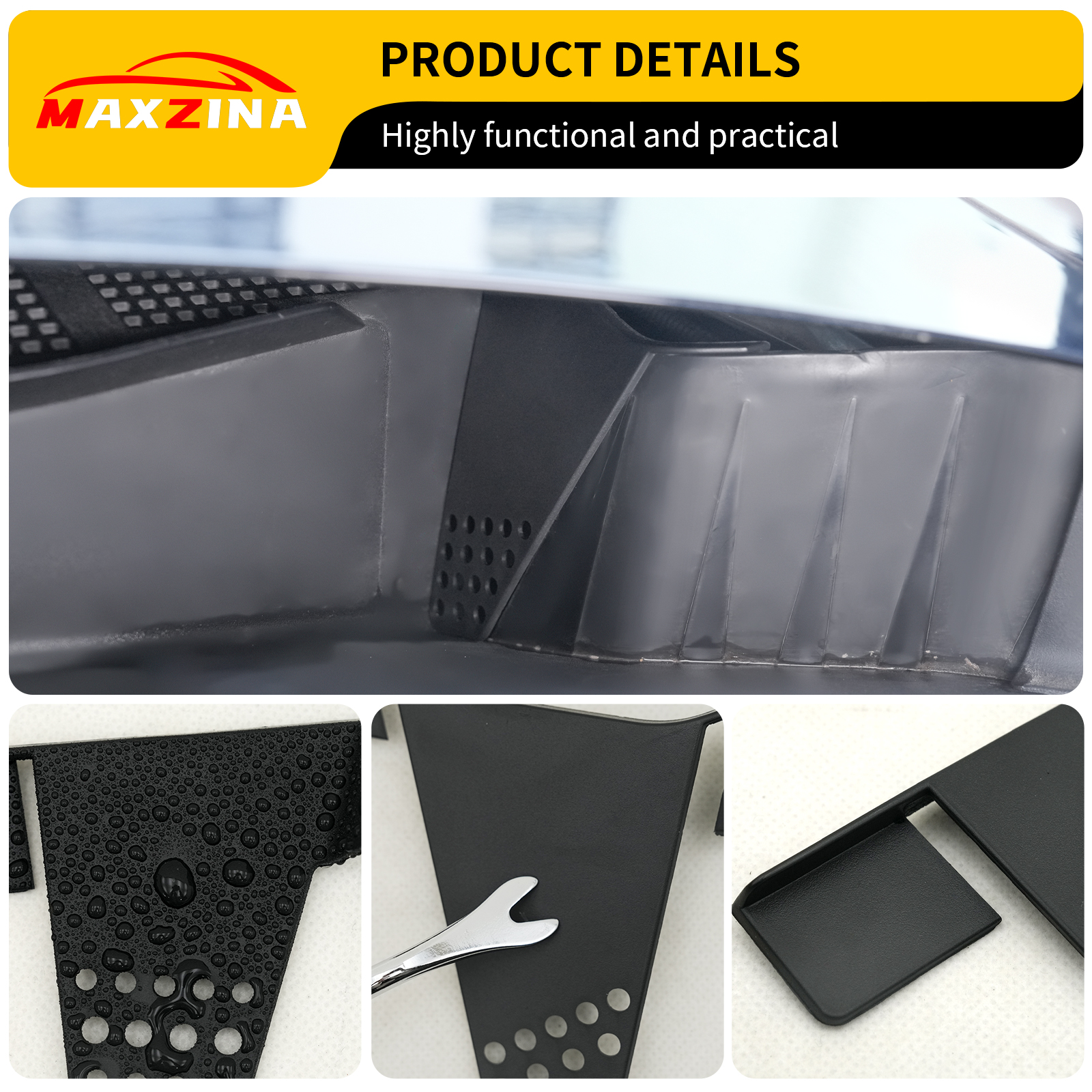 Maxzina Hood Water Barrier Compatible with 2022-2025 Ford Maverick Hood Water Drain Grille Front Trunk Water Channel Debris Filter Anti Clogging Grid 2PCS