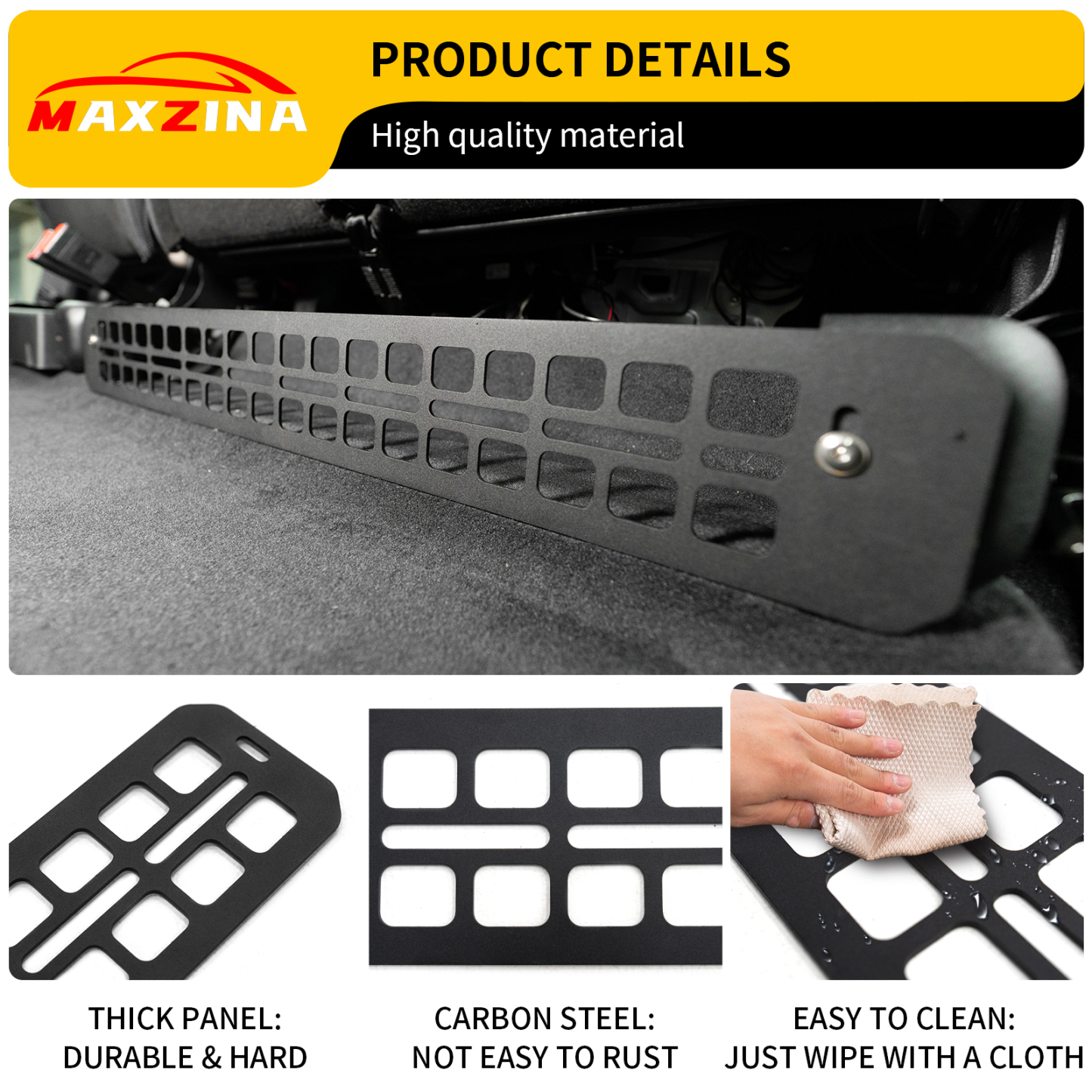 Maxzina Seat Bottom Divider Panel Compatible with Ford F150 2015+ Raptor 2015+ Super Duty 2017+ Under Seat Molle Panel Second Row Storage Panel 2nd Row Under Seat Organizer