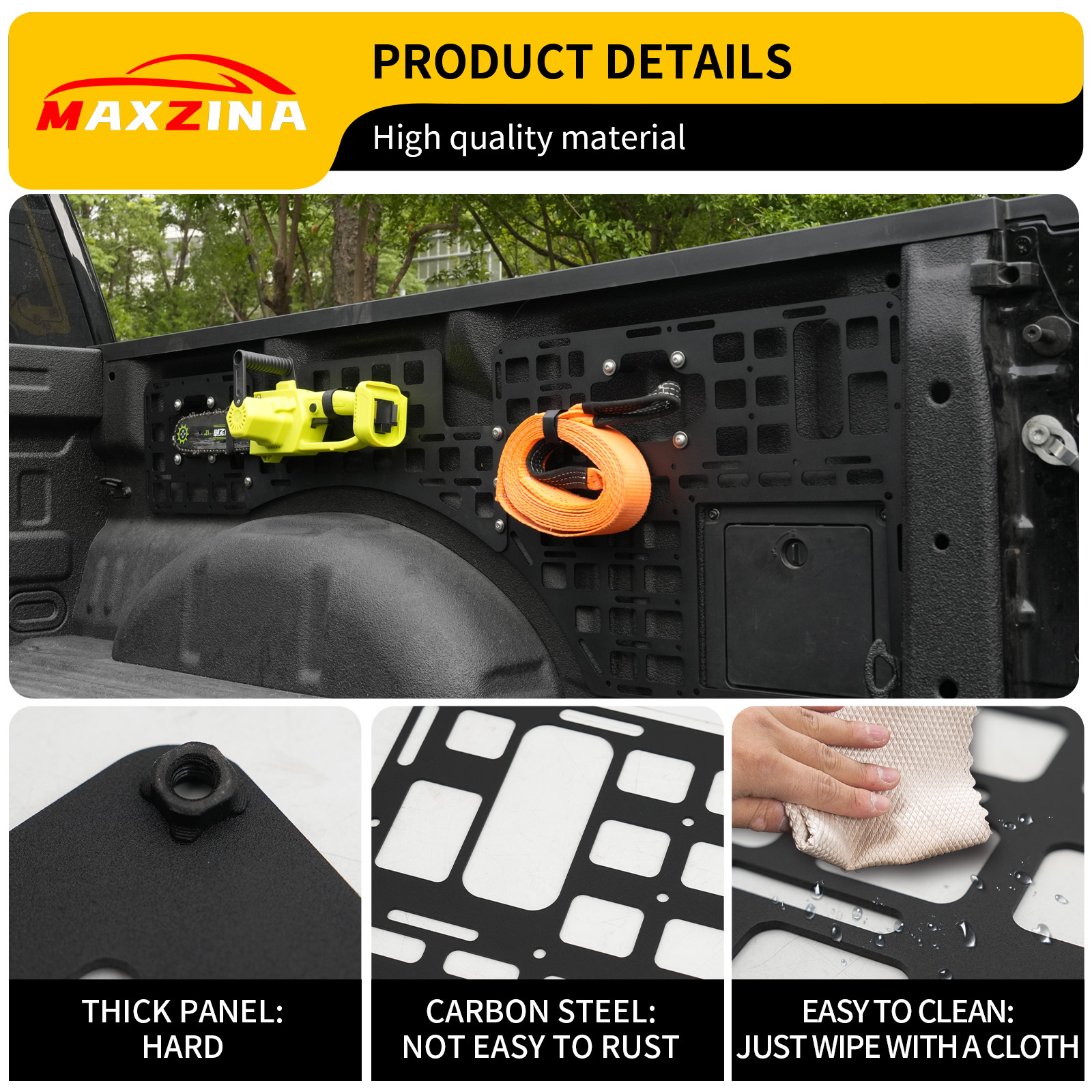 Maxzina Side Bed Panel Compatible with 2015-2025 Ford F150 Side Molle Panel Truck Bed Panel Rear Cargo Storage Shelf Replacement