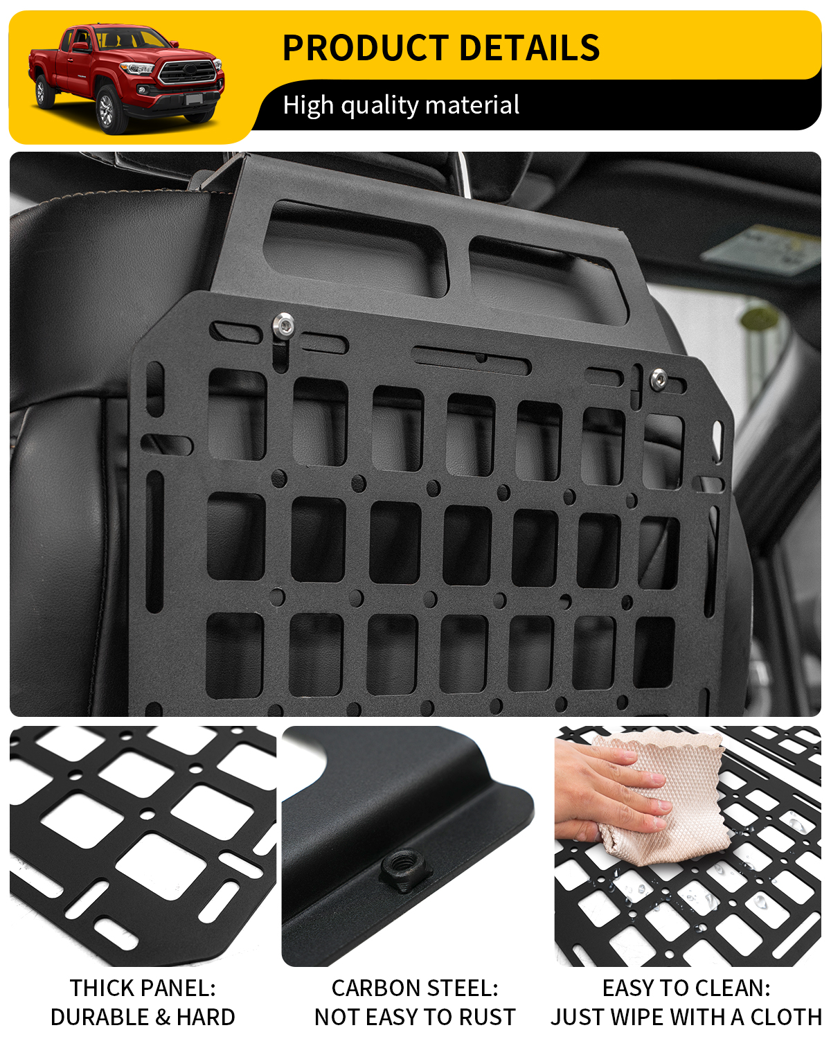 Maxzina Tactical Seat Back Molle Panel Compatible with 2015-2025 Ford F150 Tactical Seat Back Organizers Rigid Molle Panel Seat Back Storage Shelf Organizer