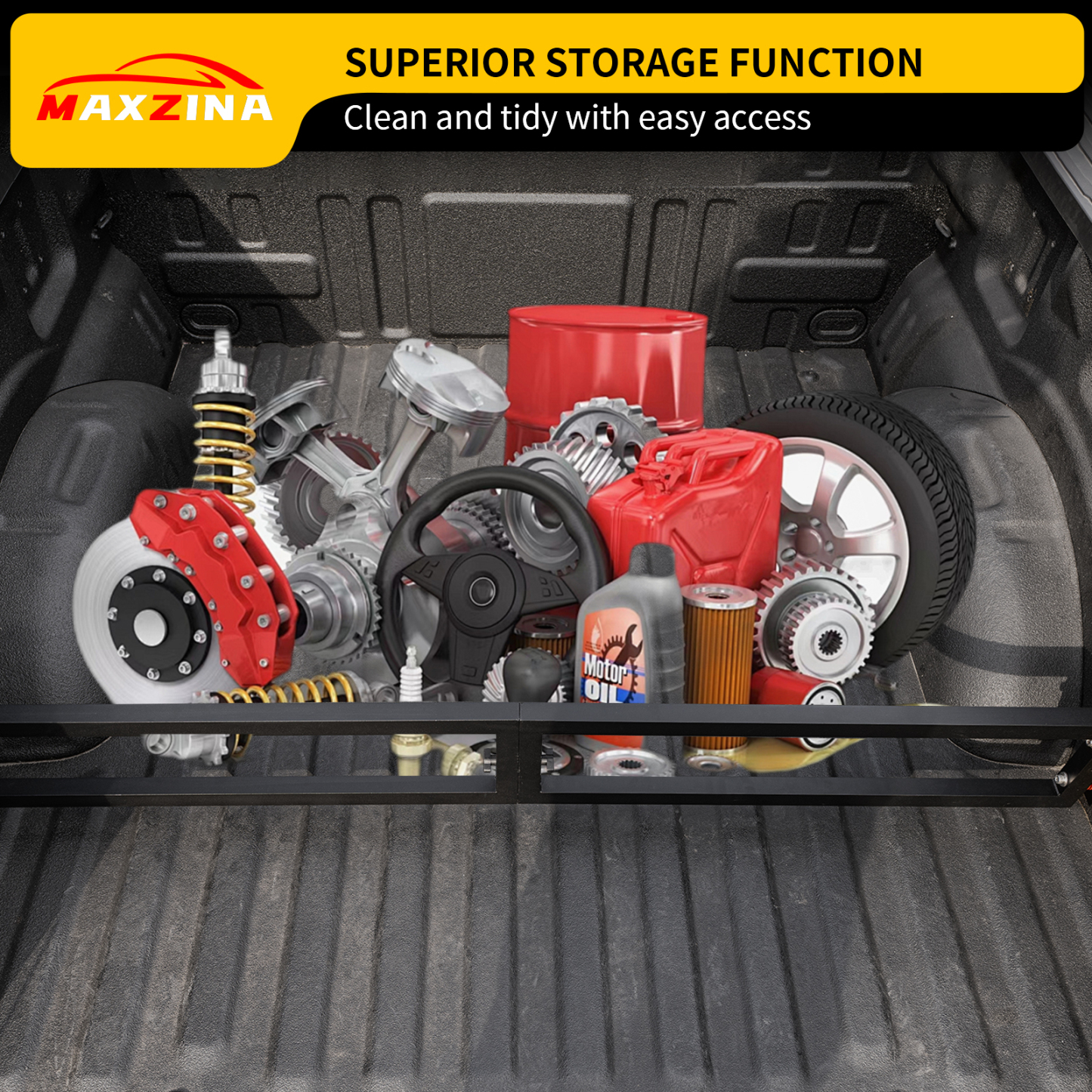 Maxzina Truck Bed Divider Compatible with 2024 2025 Ford F150 Cargo Divider Trunk Organizer Aluminum Alloy Luggage Divider Replacement