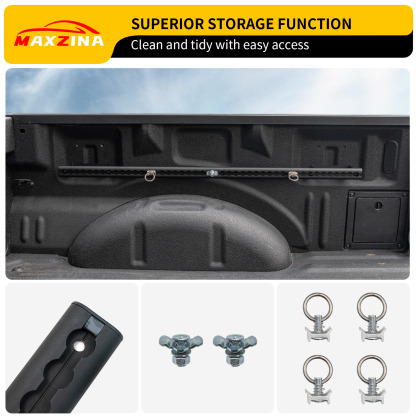 Maxzina Trail Rail System Compatible with 2015-2025 Ford F150 L-Track Side Rail Track Aluminum Alloy Silver Cargo Management Truck Bed Rail Tie Down System