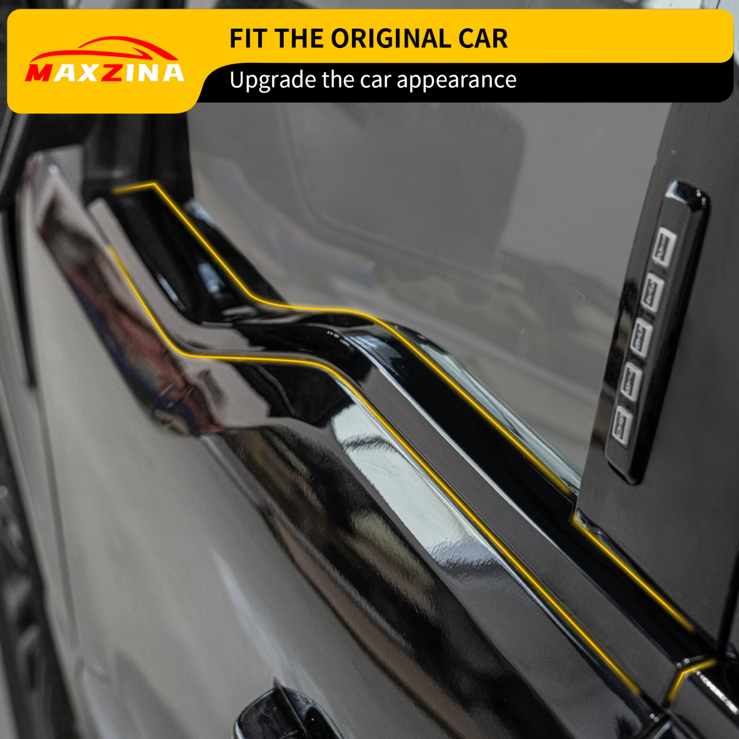 Maxzina Window Trim Compatible with 2021-2025 Ford F150 Supercrew ABS Plastic Window Molding Edge Guards Weatherstrip Bottom Sill Decoration Covers