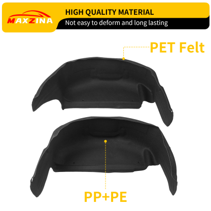 Maxzina Rear Wheel Well Liners Compatible with 2021-2025 Ford F150 (Not for Raptor) Rear Wheel Arch Liners No Drilling Well Guards Tire Inner Fenders
